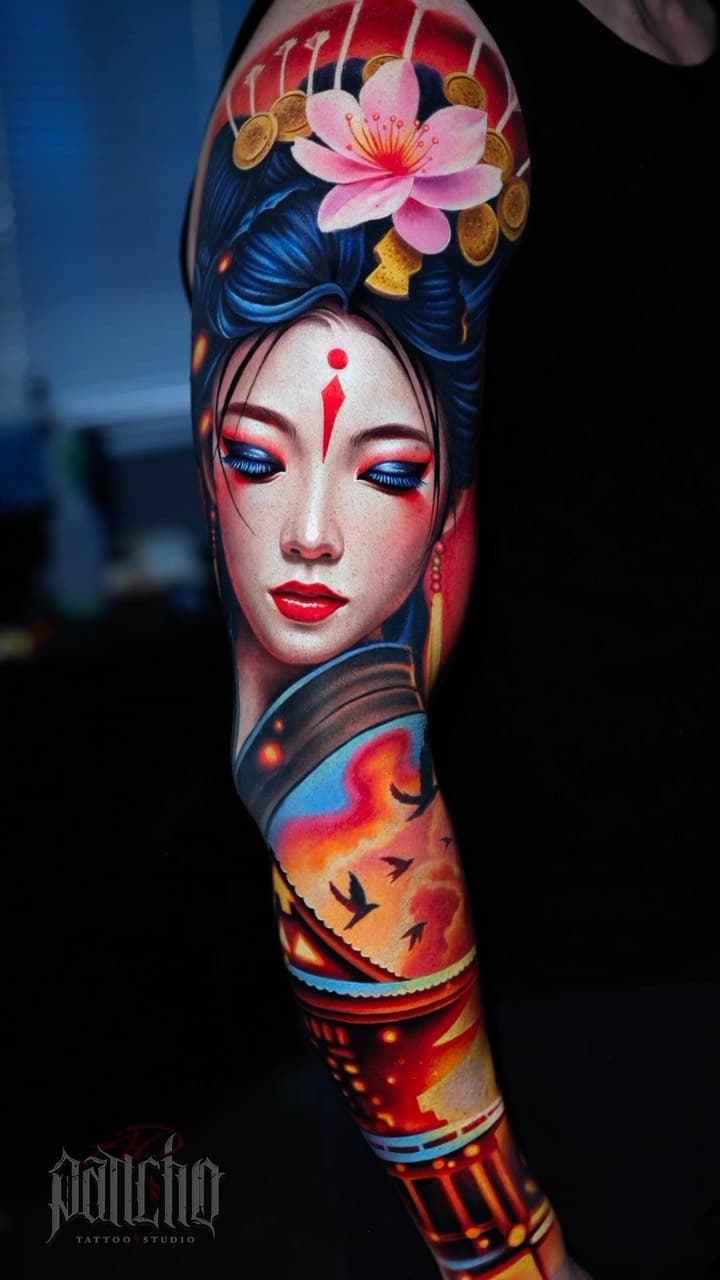 Japanese sleeve — geisha