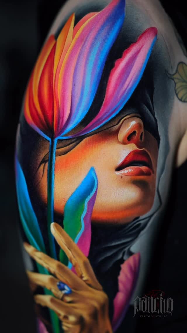 Tulip portrait — floral sleeve